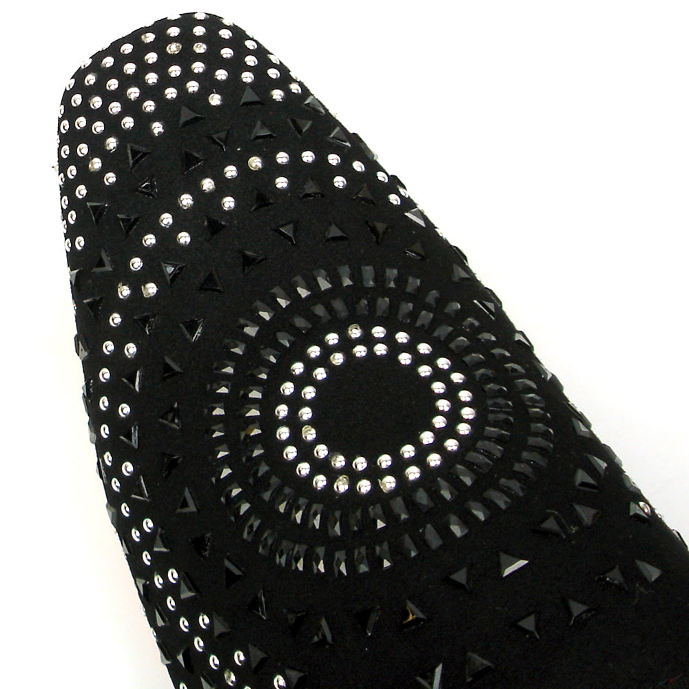 FI-7420 Black Suede Black Silver Rhinestones Fiesso by Aurelio Garcia Sandals