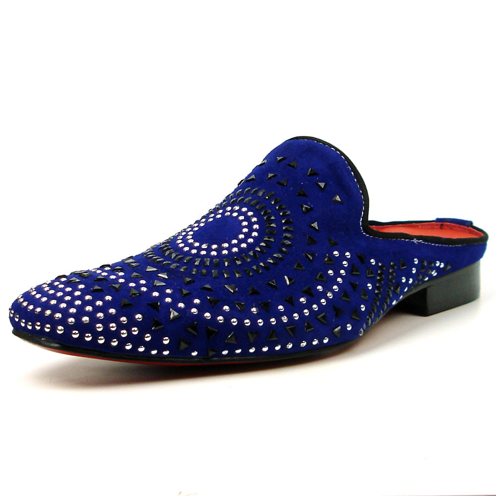 FI-7420 Blue Suede Black Silver Rhinestones Fiesso by Aurelio Garcia Sandals