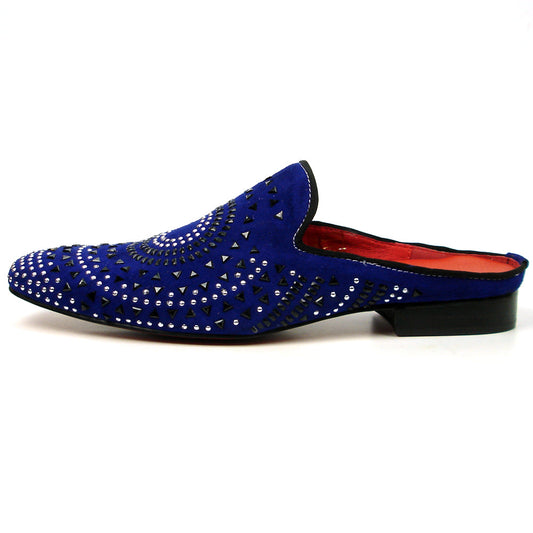 FI-7420 Blue Suede Black Silver Rhinestones Fiesso by Aurelio Garcia Sandals