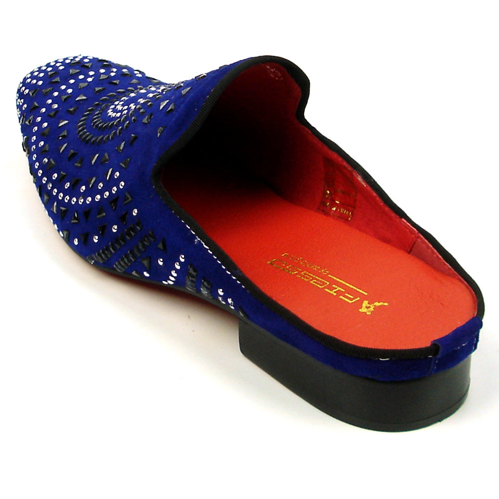 FI-7420 Blue Suede Black Silver Rhinestones Fiesso by Aurelio Garcia Sandals