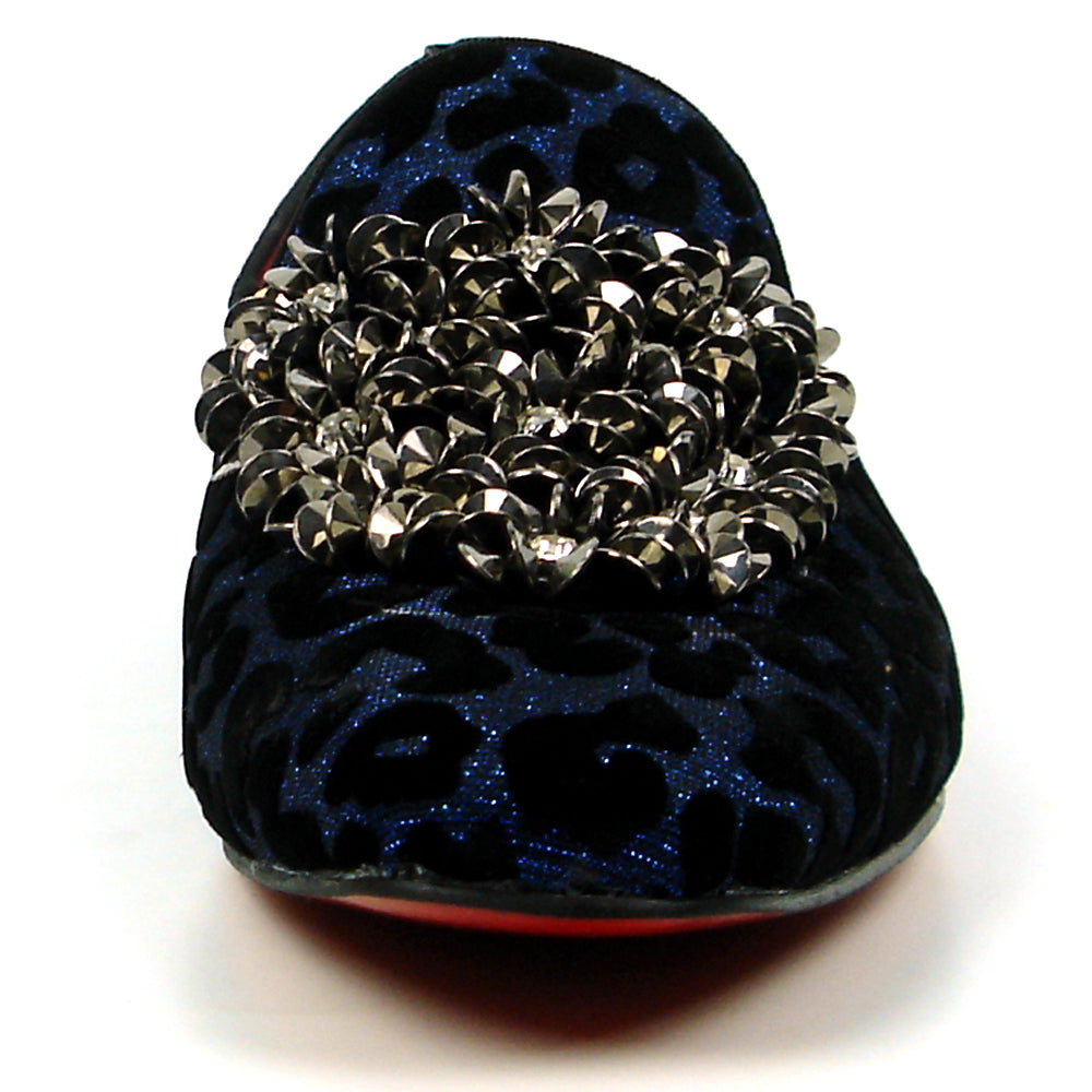 FI-7421 Black Blue Leopard Metal Ornament Loafer Fiesso by Aurelio Garcia
