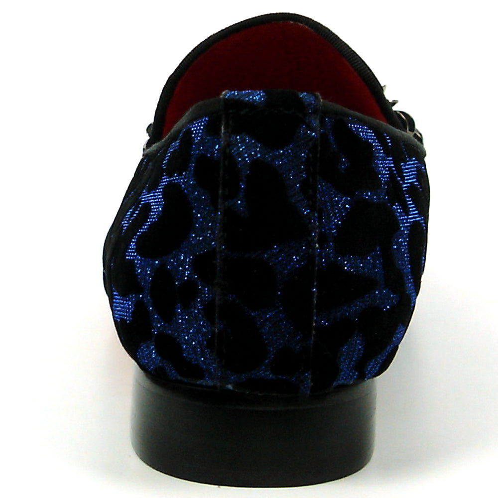 FI-7421 Black Blue Leopard Metal Ornament Loafer Fiesso by Aurelio Garcia