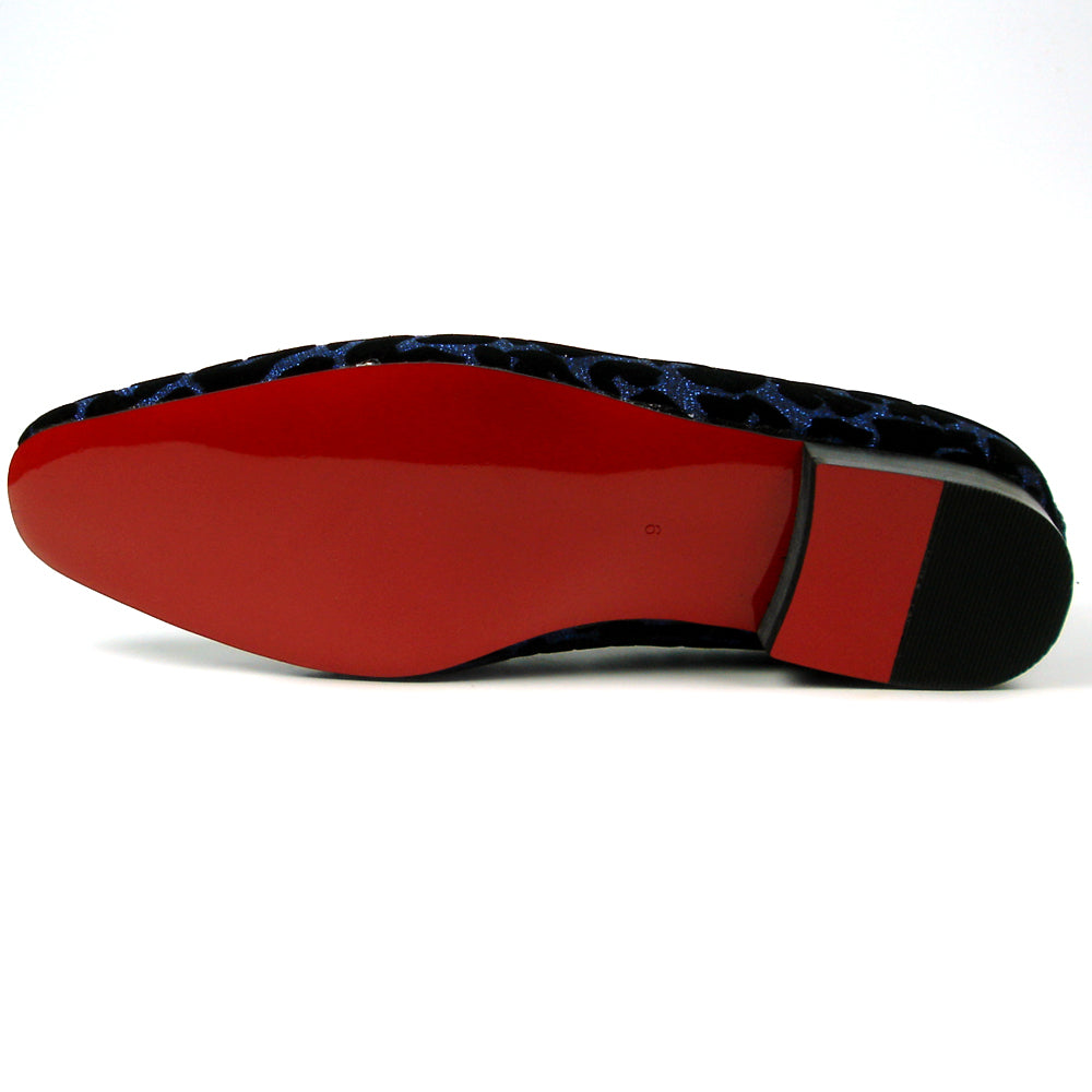 FI-7421 Black Blue Leopard Metal Ornament Loafer Fiesso by Aurelio Garcia