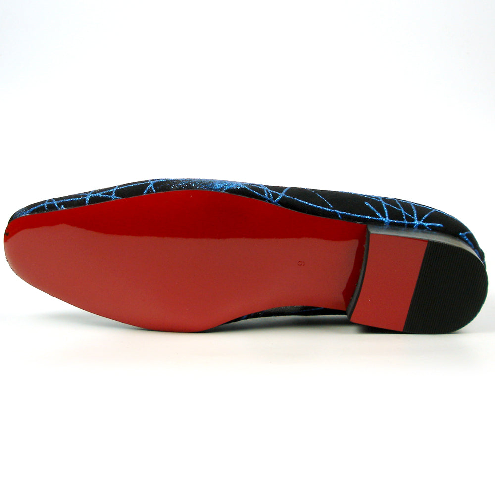 FI-7426 Black Suede Blue Lines Bow Tie Ornament Loafer Fiesso by Aurelio Garcia