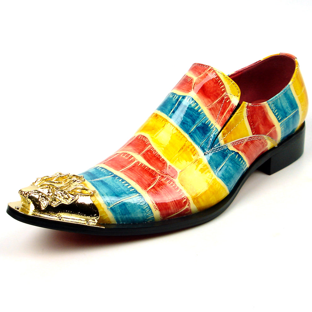FI-7433 Multi color Men's Leather Slip On Metal Tip Fiesso by Aurelio Garcia