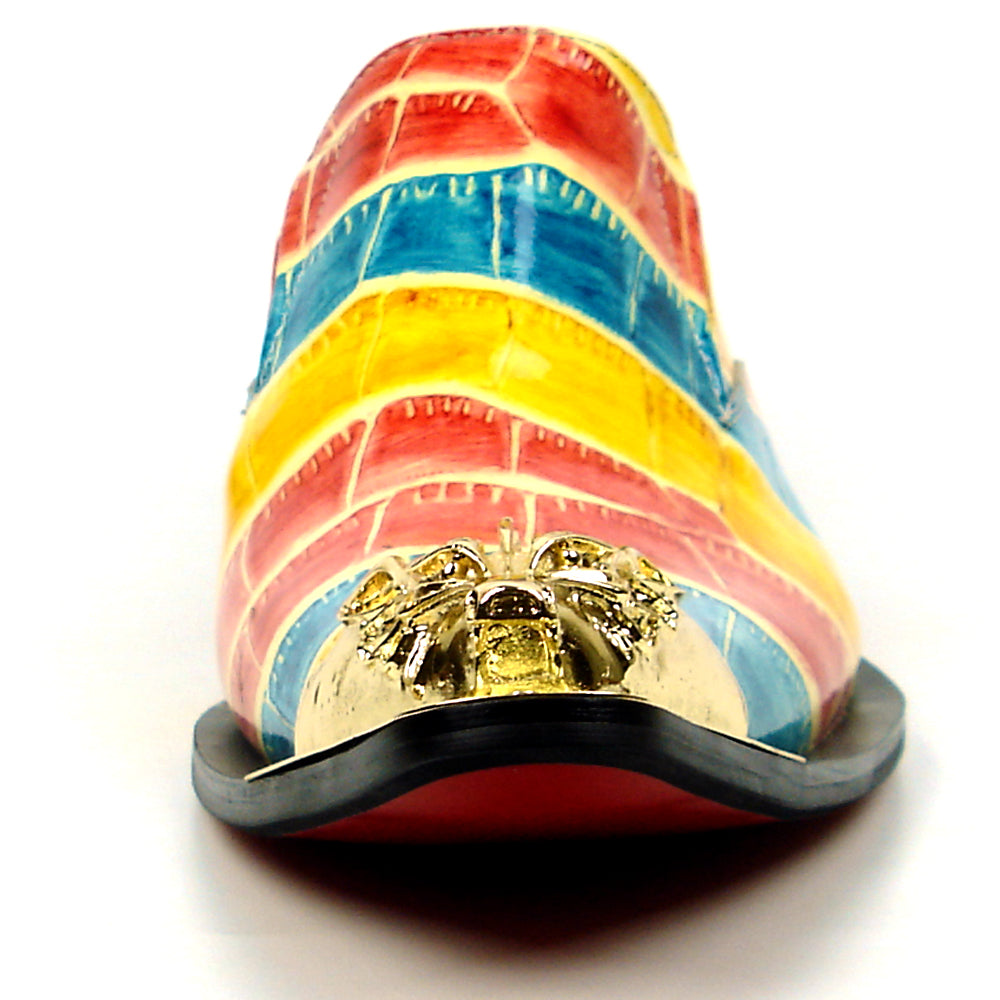 FI-7433 Multi color Men's Leather Slip On Metal Tip Fiesso by Aurelio Garcia