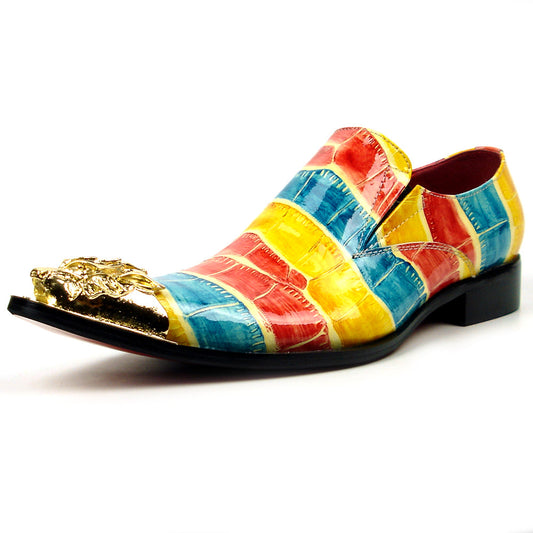 FI-7433 Multi color Men's Leather Slip On Metal Tip Fiesso by Aurelio Garcia