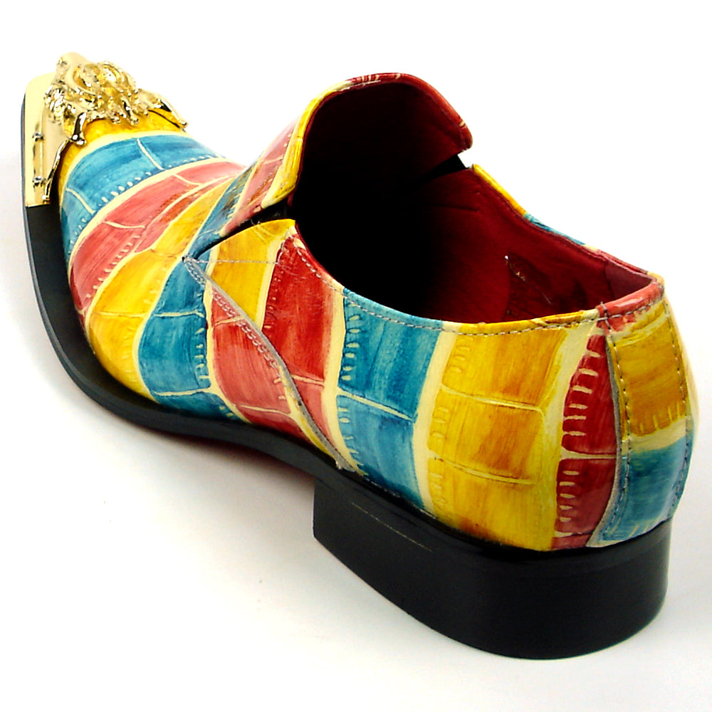 FI-7433 Multi color Men's Leather Slip On Metal Tip Fiesso by Aurelio Garcia