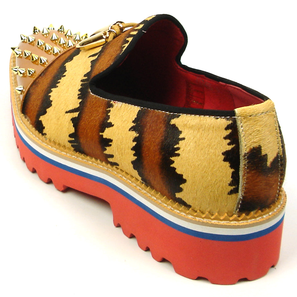 FI-7455 Brown Cap Toe Spikes Slip On Fiesso by Aurelio Garcia