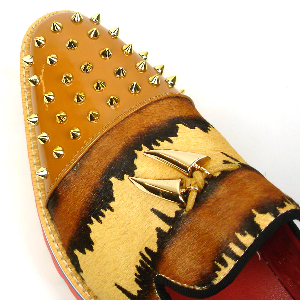FI-7455 Brown Cap Toe Spikes Slip On Fiesso by Aurelio Garcia