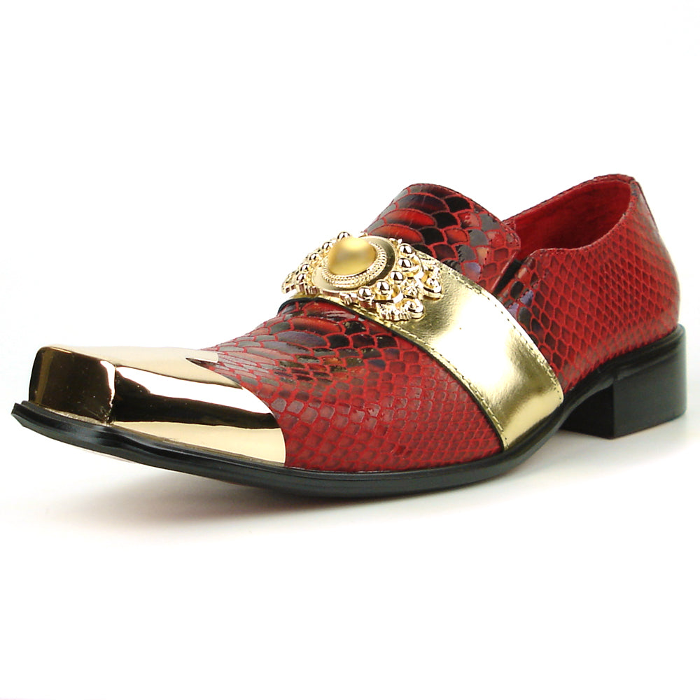 FI-7512 Red Slip On Gold Metal Tip Fiesso by Aurelio Garcia