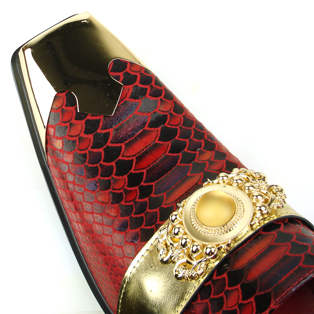 FI-7512 Red Slip On Gold Metal Tip Fiesso by Aurelio Garcia