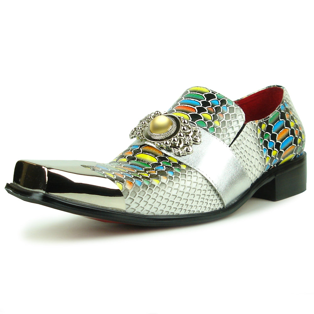 FI-7512 Black White Multi Python Slip On Gun Metal Tip Fiesso by Aurelio Garcia