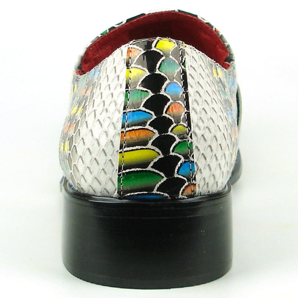 FI-7512 Black White Multi Python Slip On Gun Metal Tip Fiesso by Aurelio Garcia