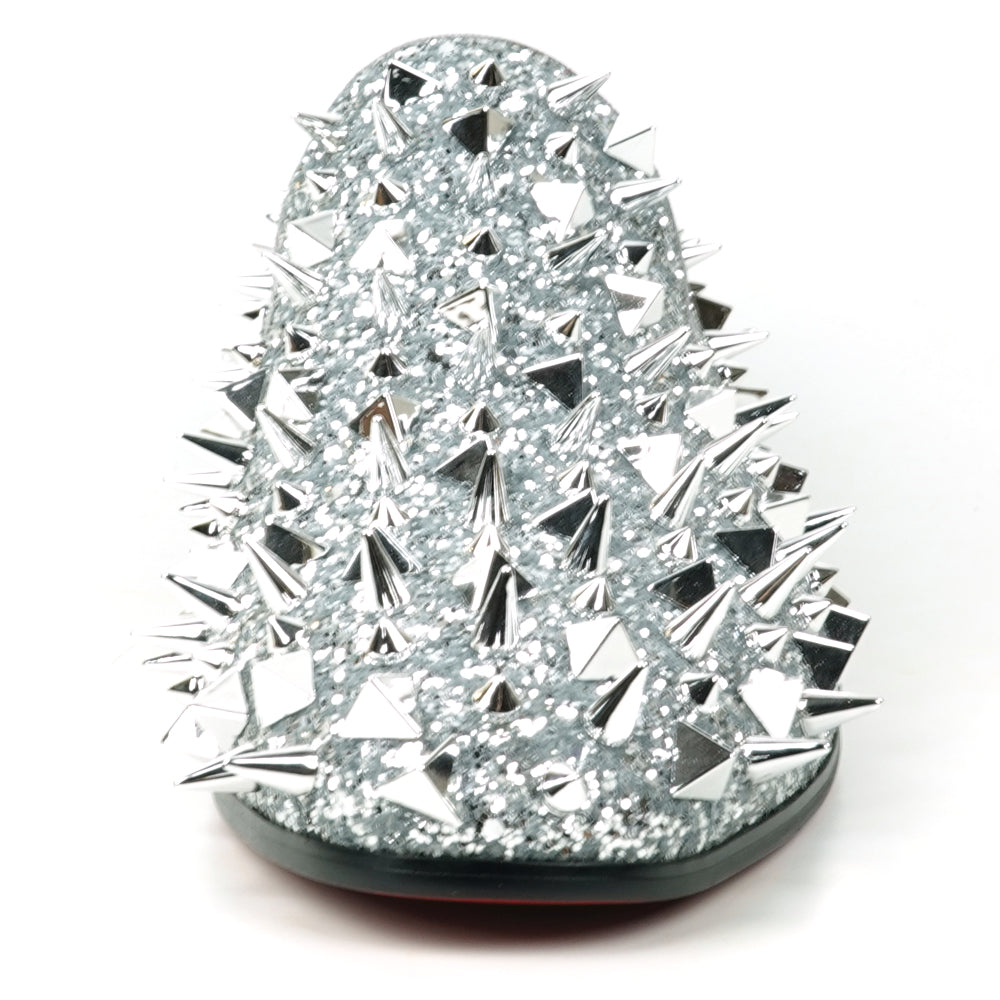 FI-7517 Silver Glitter Silver Spikes Slip on Loafer Fiesso by Aurelio Garcia