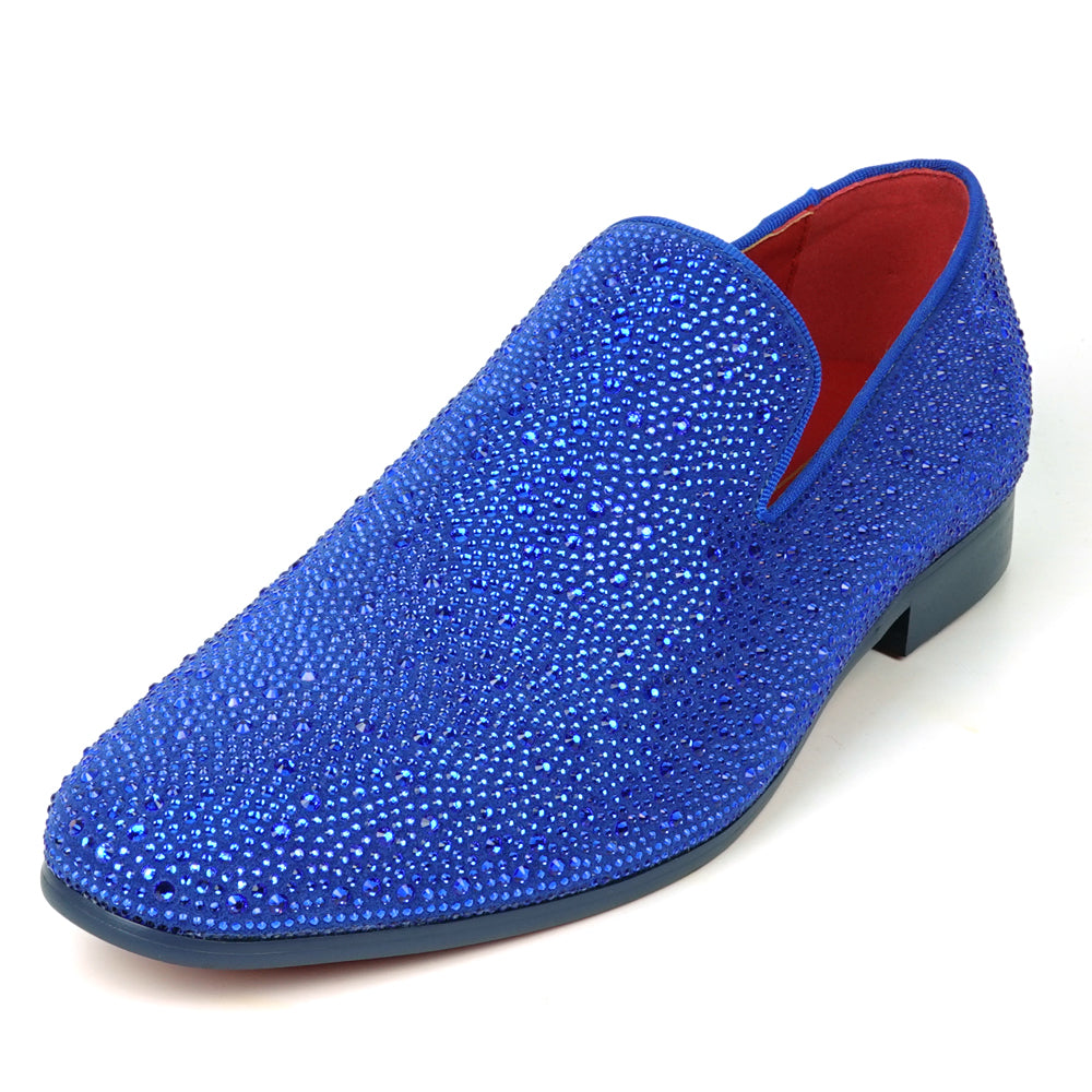 FI-7525 Blue Suede Rhinestones Slip on Loafer Fiesso by Aurelio Garcia Fiesso Shoes FI-7525 Blue Suede Rhinestones Slip on Loafer Fiesso by Aurelio Garcia Fiesso Shoes