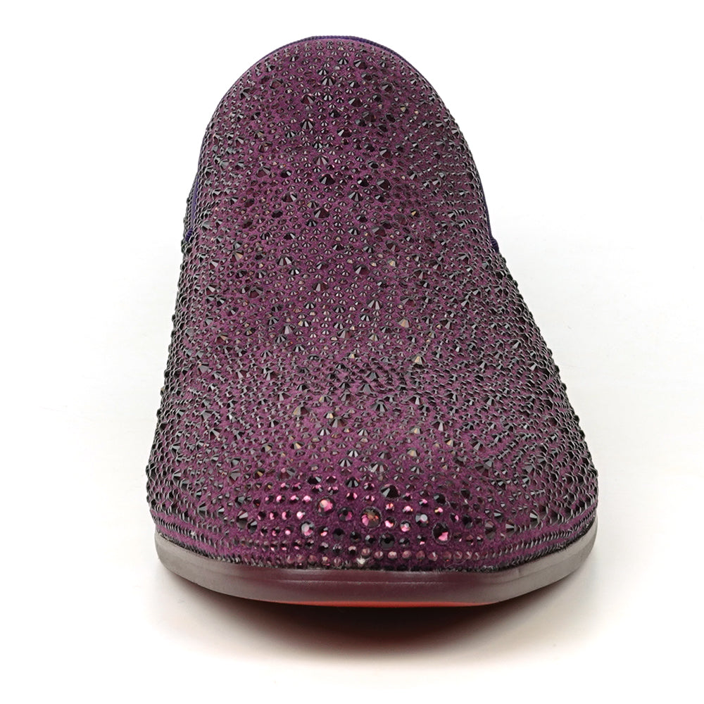 FI-7525 Purple Suede Rhinestones Slip on Loafer Fiesso by Aurelio Garcia