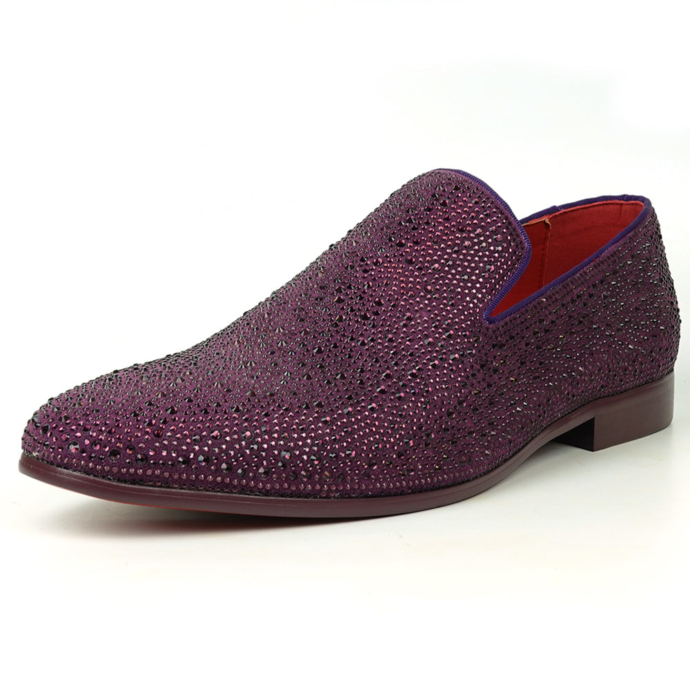 FI-7525 Purple Suede Rhinestones Slip on Loafer Fiesso by Aurelio Garcia