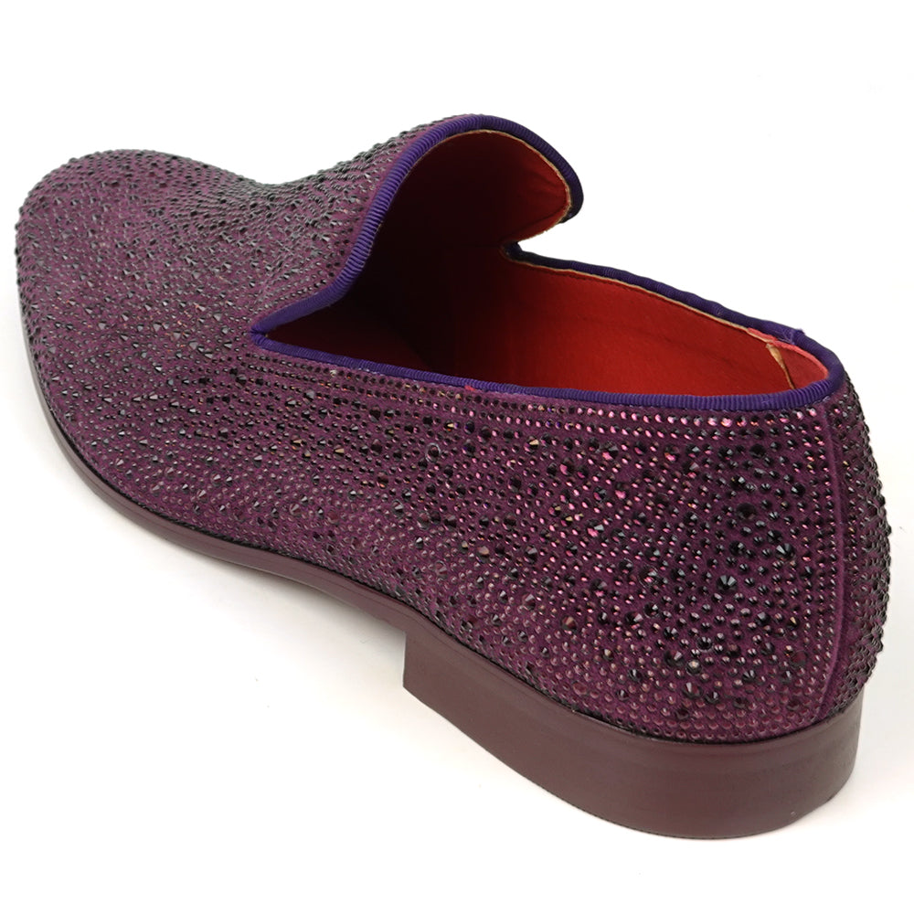 FI-7525 Purple Suede Rhinestones Slip on Loafer Fiesso by Aurelio Garcia