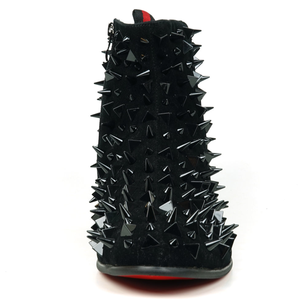 FI-7527-S Black Suede Black Spikes Boot Fiesso by Aurelio Garcia
