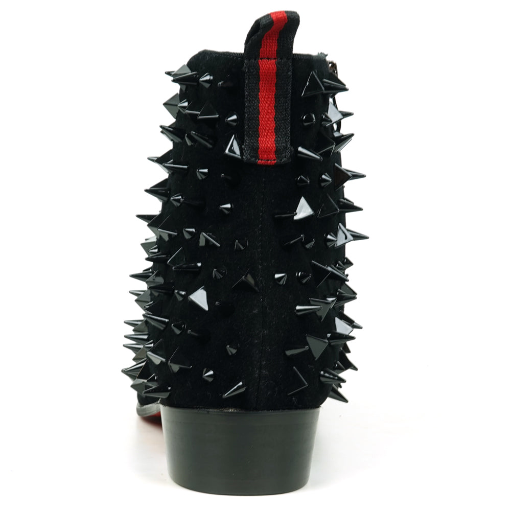 FI-7527-S Black Suede Black Spikes Boot Fiesso by Aurelio Garcia