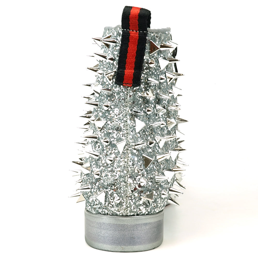 FI-7527 Silver Glitter Silver Spikes Boot Fiesso by Aurelio Garcia