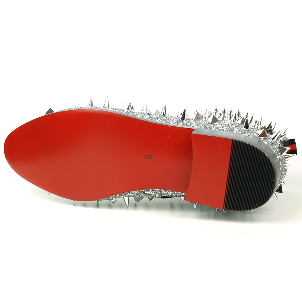 FI-7527 Silver Glitter Silver Spikes Boot Fiesso by Aurelio Garcia