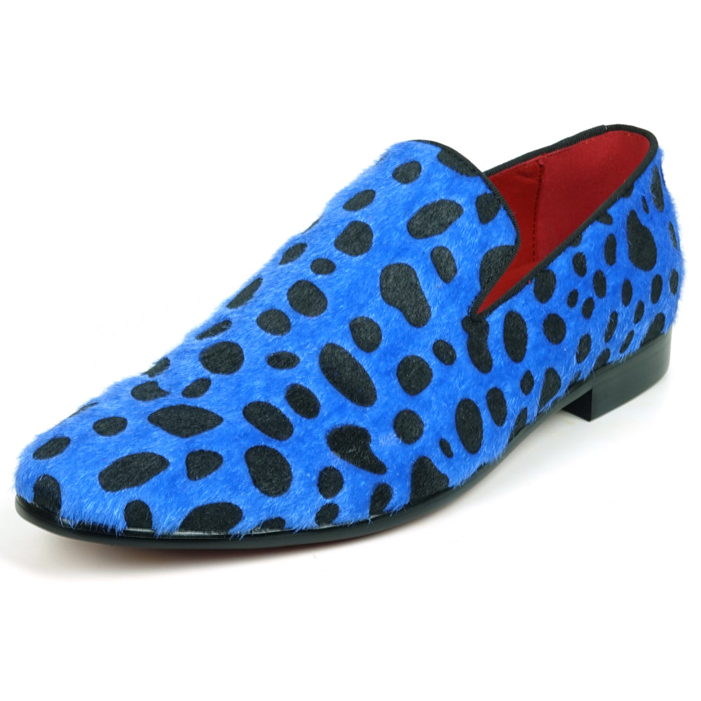 FI-7532 Blue Black Leopard Pony Hair Slip on Loafer Fiesso by Aurelio Garcia