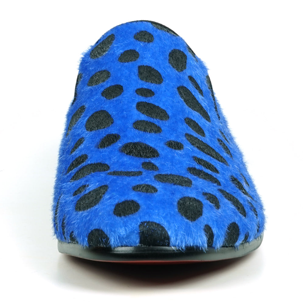 FI-7532 Blue Black Leopard Pony Hair Slip on Loafer Fiesso by Aurelio Garcia