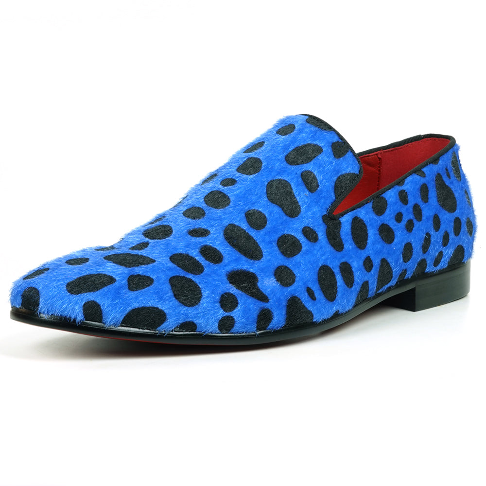 FI-7532 Blue Black Leopard Pony Hair Slip on Loafer Fiesso by Aurelio Garcia