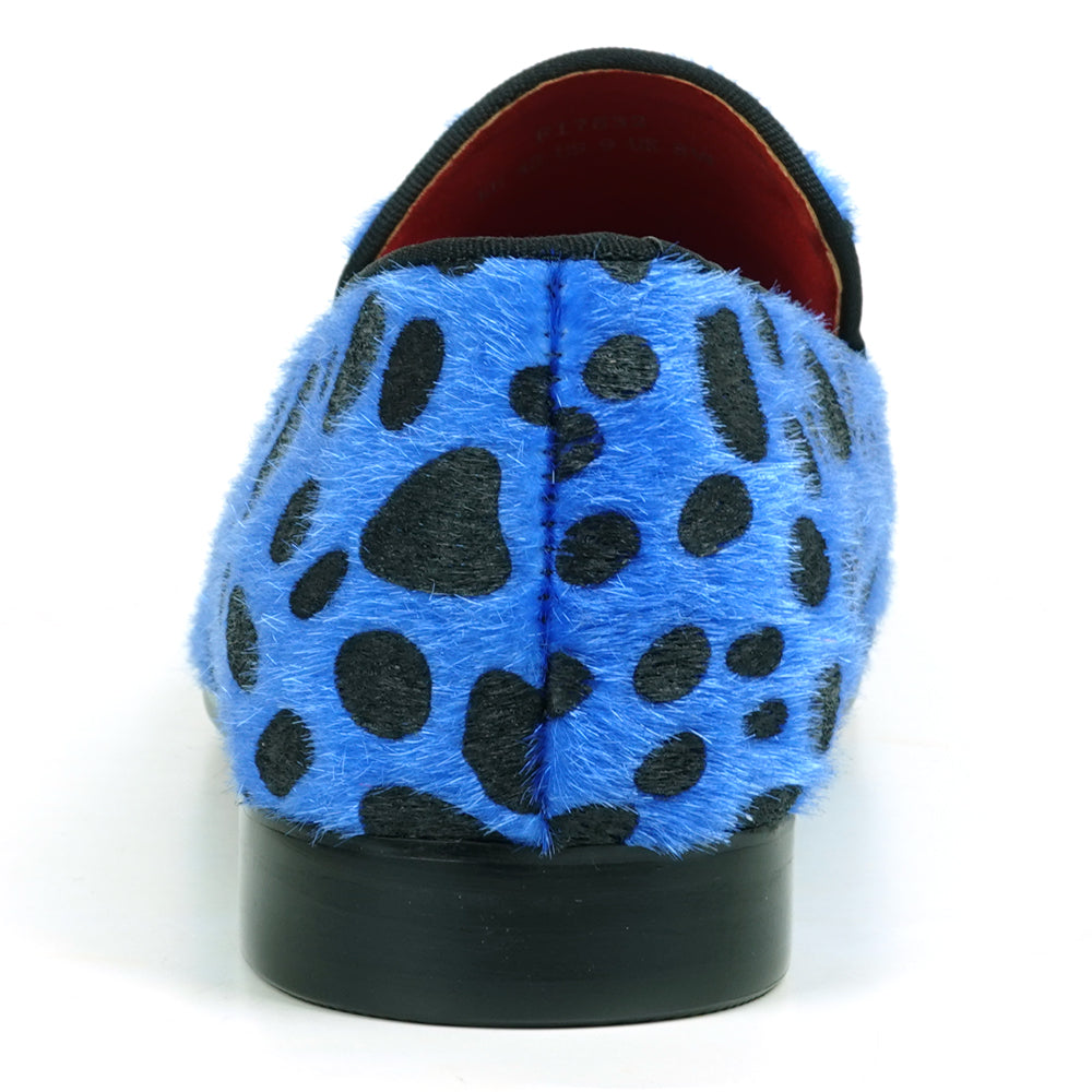 FI-7532 Blue Black Leopard Pony Hair Slip on Loafer Fiesso by Aurelio Garcia