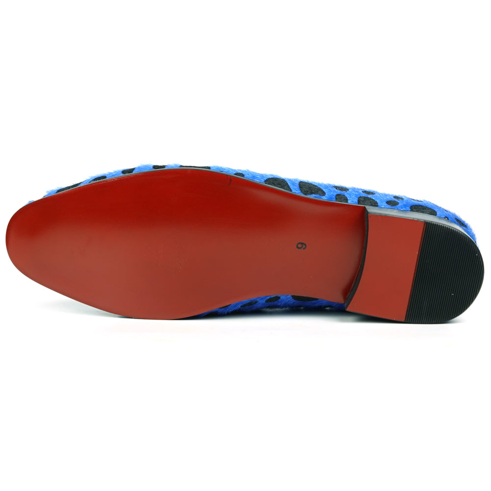 FI-7532 Blue Black Leopard Pony Hair Slip on Loafer Fiesso by Aurelio Garcia