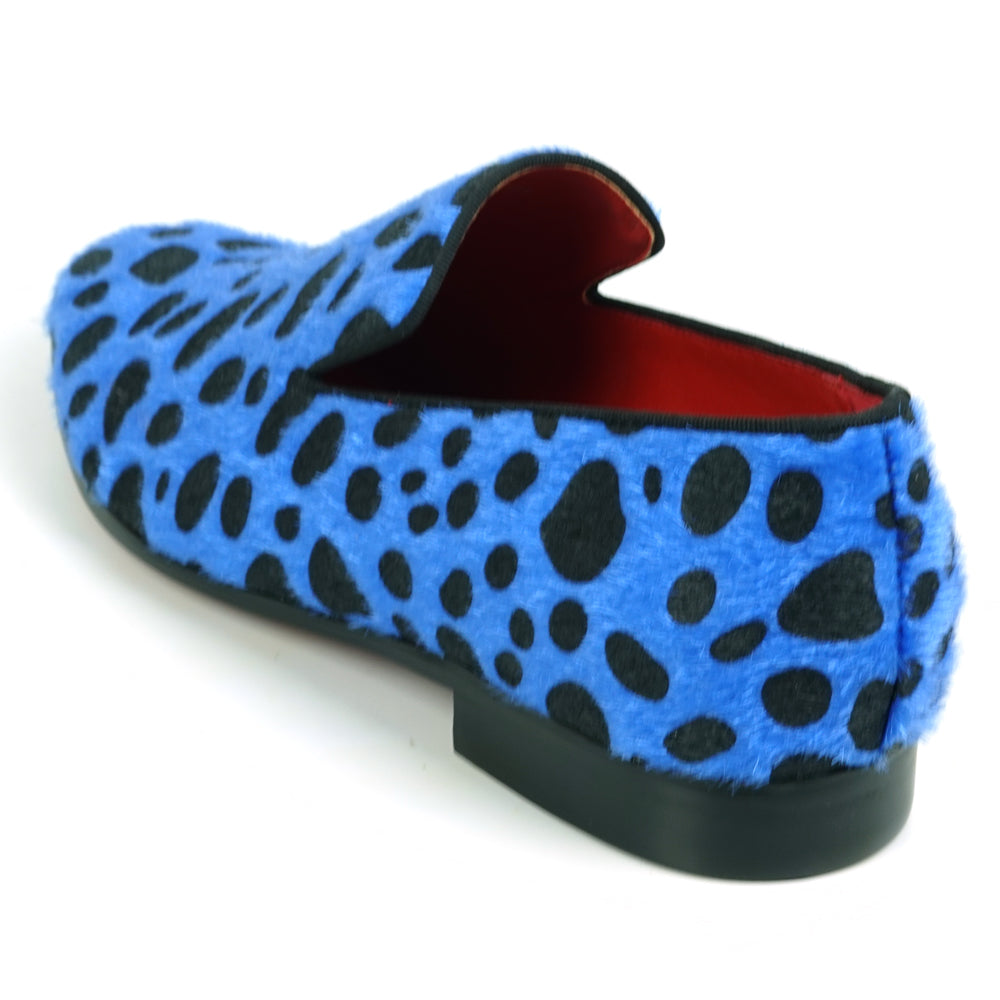FI-7532 Blue Black Leopard Pony Hair Slip on Loafer Fiesso by Aurelio Garcia