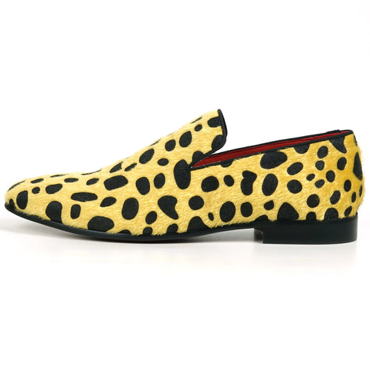 FI-7532 Gold Black Leopard Pony Hair Slip on Loafer Fiesso by Aurelio Garcia