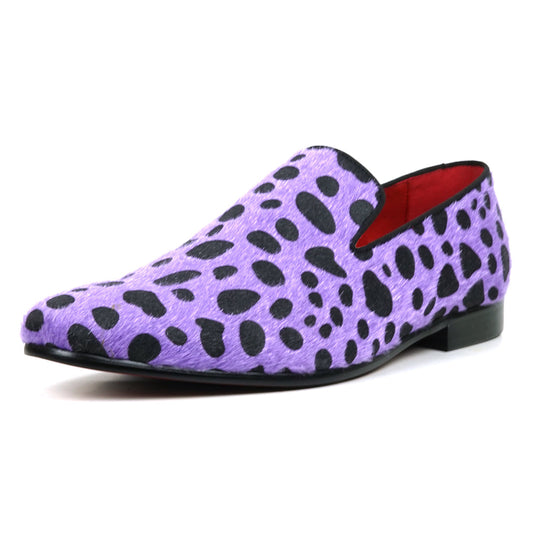 FI-7532 Purple Black Leopard Pony Hair Slip on Loafer Fiesso by Aurelio Garcia