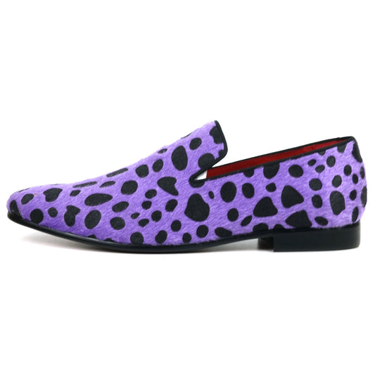 FI-7532 Purple Black Leopard Pony Hair Slip on Loafer Fiesso by Aurelio Garcia