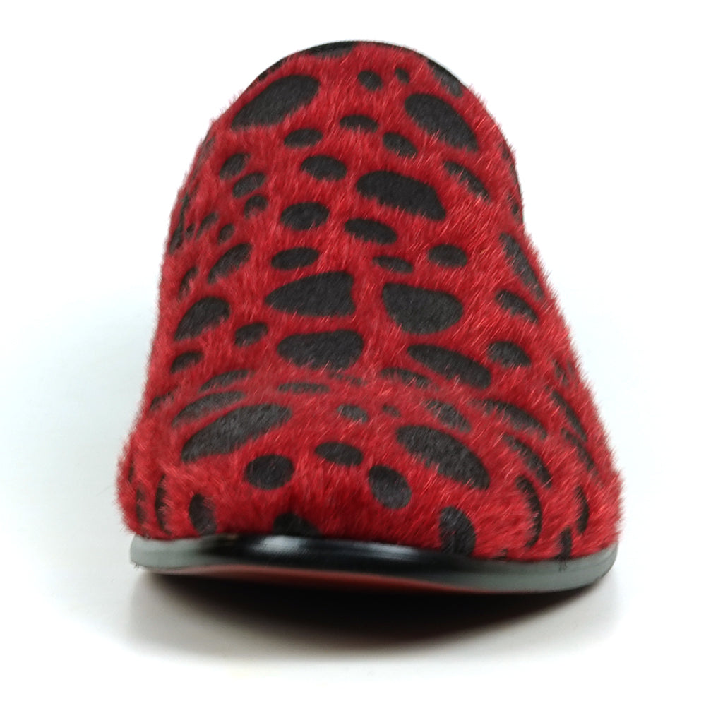 FI-7532 Red Black Leopard Pony Hair Slip on Loafer Fiesso by Aurelio Garcia