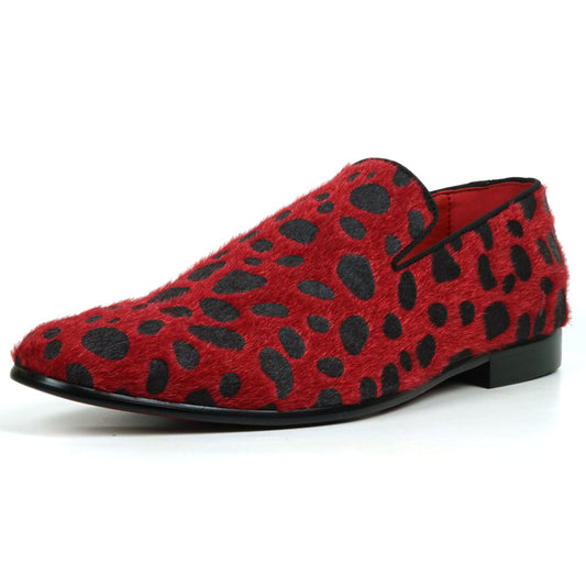 FI-7532 Red Black Leopard Pony Hair Slip on Loafer Fiesso by Aurelio Garcia