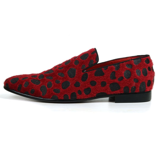 FI-7532 Red Black Leopard Pony Hair Slip on Loafer Fiesso by Aurelio Garcia