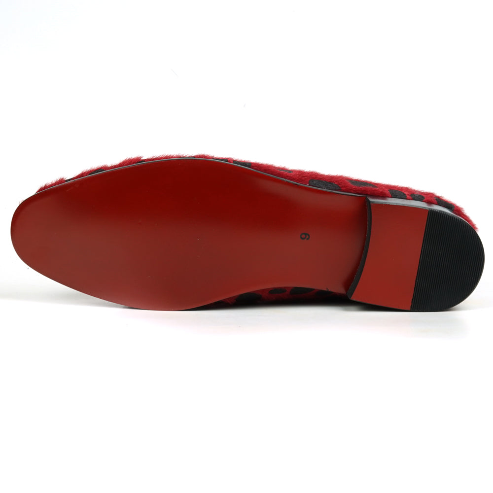 FI-7532 Red Black Leopard Pony Hair Slip on Loafer Fiesso by Aurelio Garcia