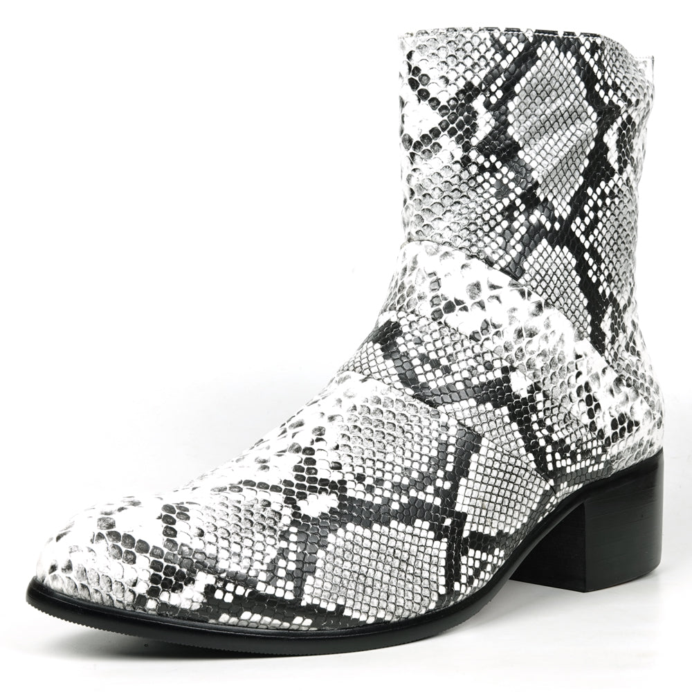 FI-7540 Black & White Sneake Print Boot Fiesso by Aurelio Garcia