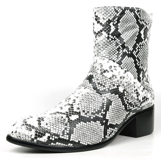 FI-7540 Black & White Sneake Print Boot Fiesso by Aurelio Garcia