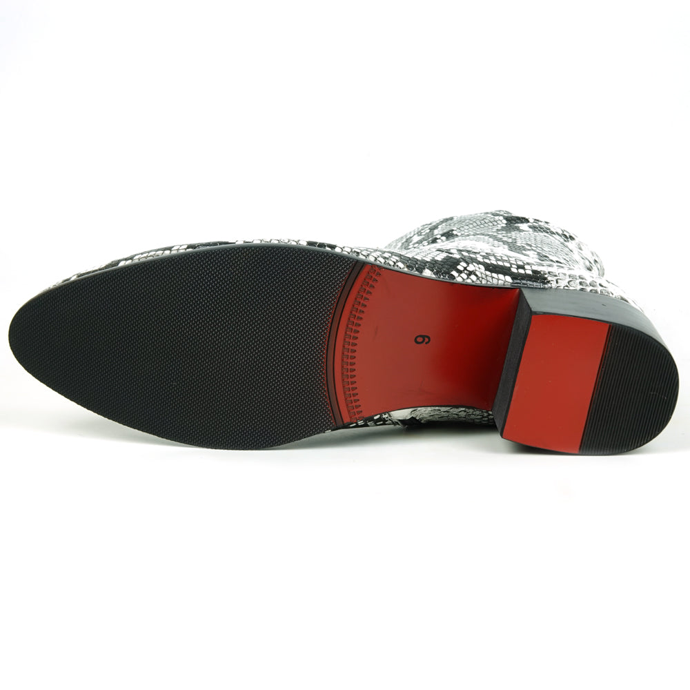 FI-7540 Black & White Sneake Print Boot Fiesso by Aurelio Garcia
