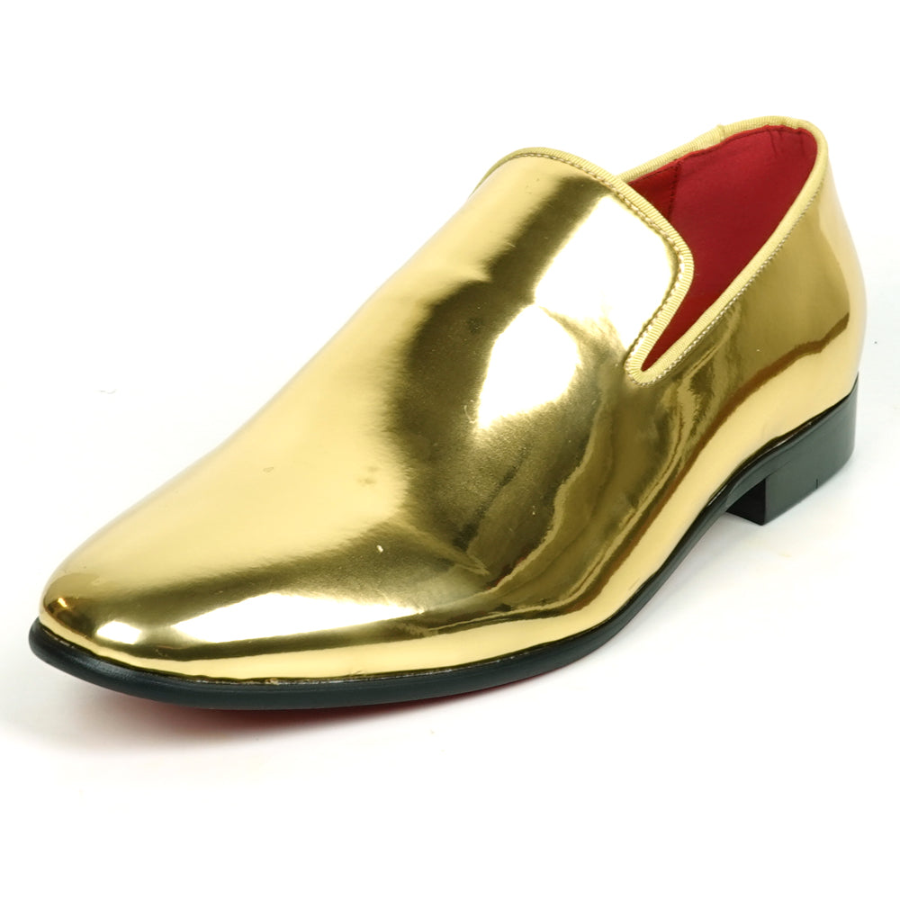 FI-7548 Gold Patent Leather Slip on Loafer Fiesso by Aurelio Garcia
