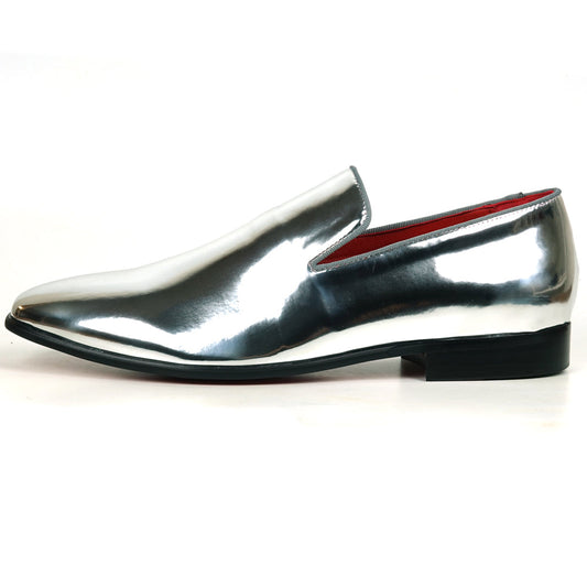 FI-7548 Silver Patent Leather Slip on Loafer Fiesso by Aurelio Garcia