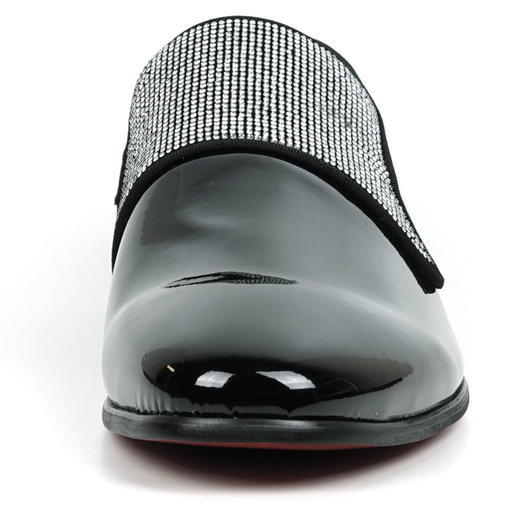 FI-7549 Black Patent Rhinesttones Slip on Loafer Fiesso by Aurelio Garcia