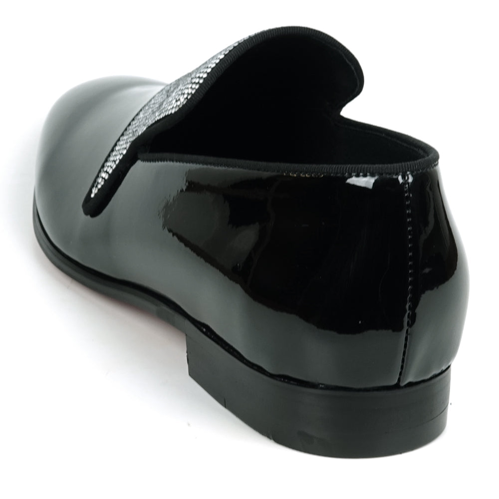 FI-7549 Black Patent Rhinesttones Slip on Loafer Fiesso by Aurelio Garcia