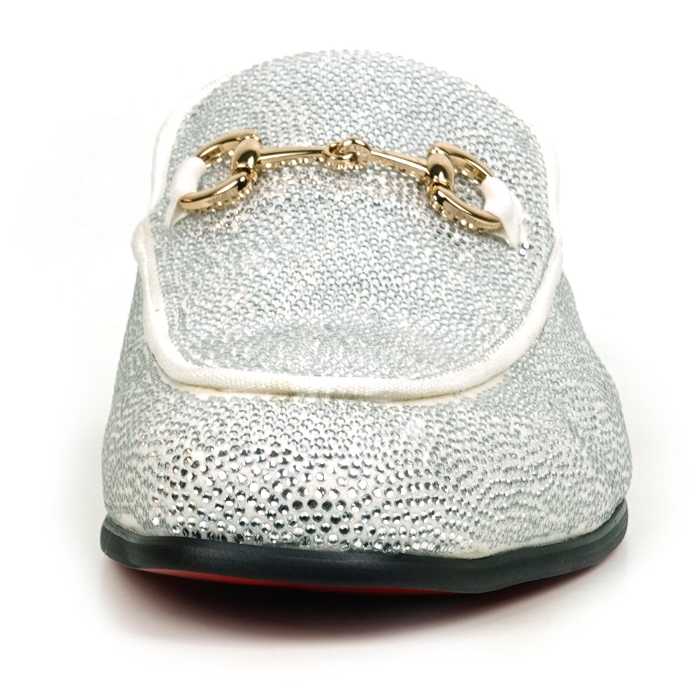 FI-7551 White Suede White Rhinesttones Sandal Fiesso by Aurelio Garcia