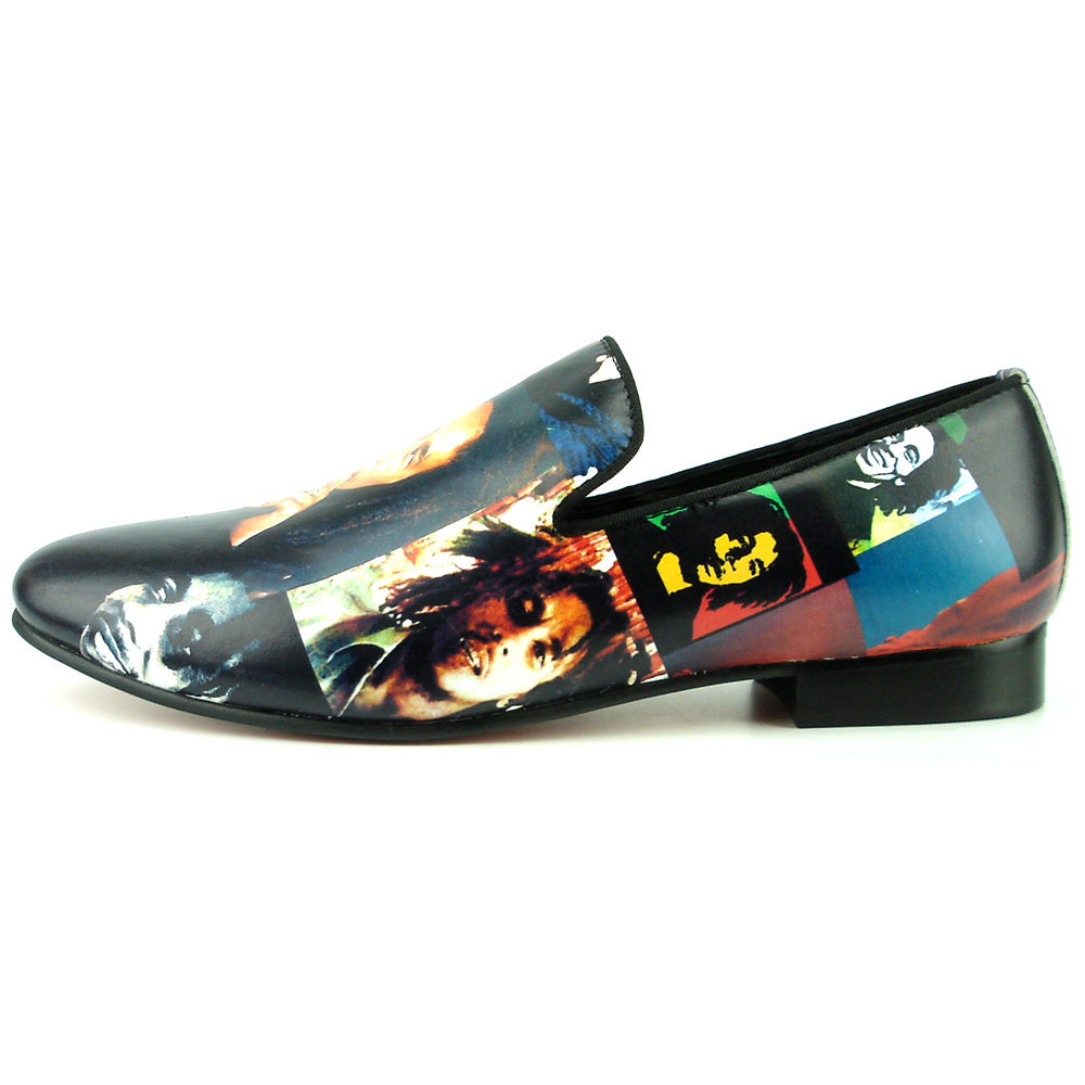 FI-7336-B Bob Marley Print Slip on Loafer Fiesso by Aurelio Garcia