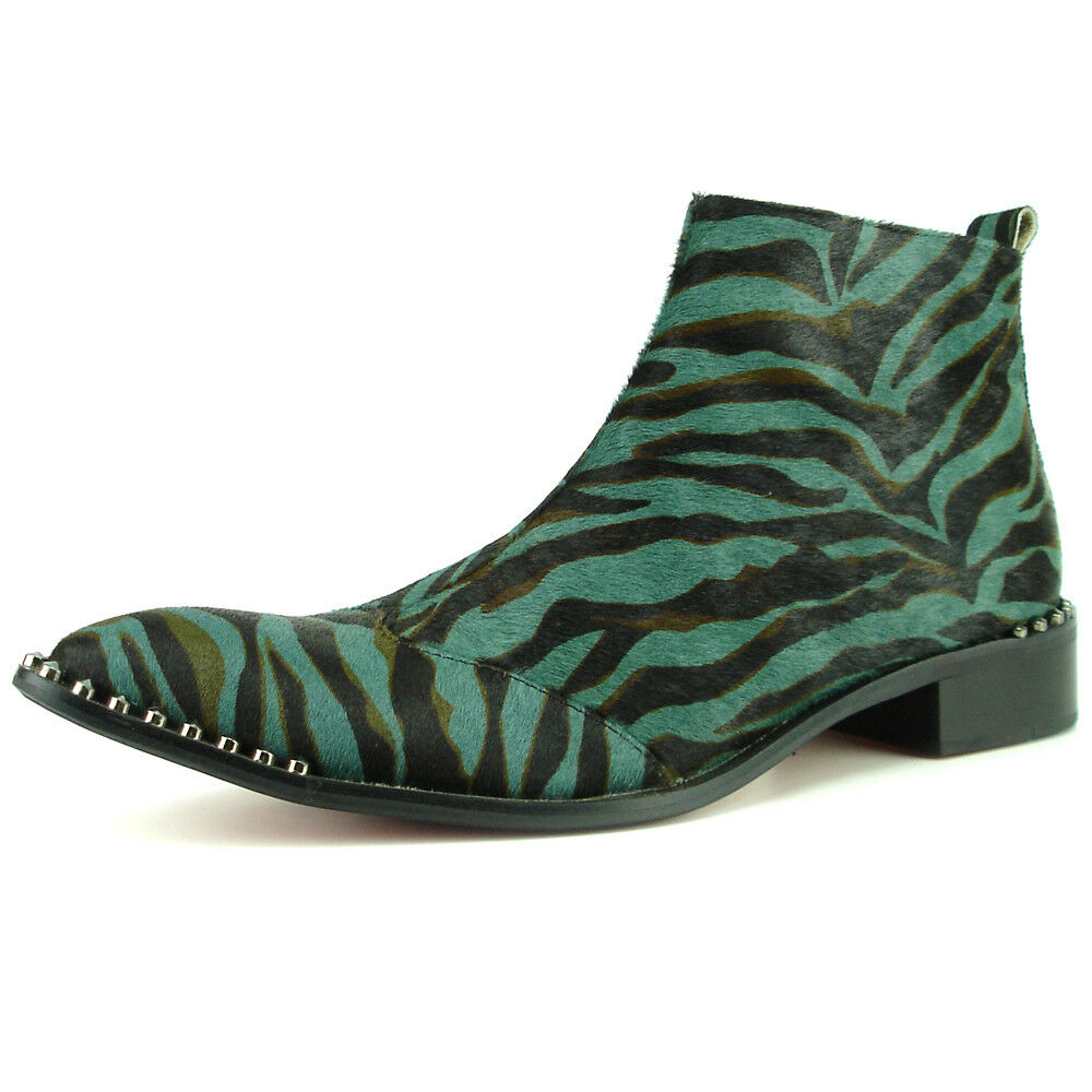 FI-7315 Black Green Pony Hair Zebra Boot Fiesso by Aurelio Garcia